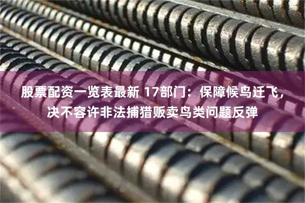 股票配资一览表最新 17部门：保障候鸟迁飞，决不容许非法捕猎贩卖鸟类问题反弹