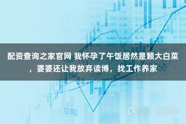 配资查询之家官网 我怀孕了午饭居然是颗大白菜，婆婆还让我放弃读博，找工作养家
