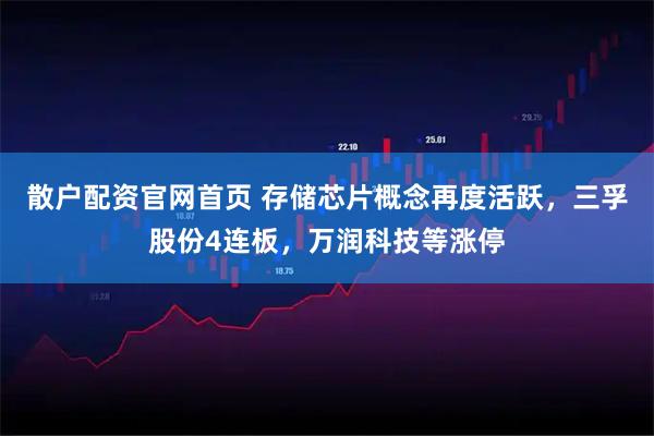 散户配资官网首页 存储芯片概念再度活跃，三孚股份4连板，万润科技等涨停