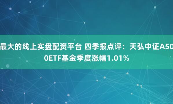 最大的线上实盘配资平台 四季报点评：天弘中证A500ETF基金季度涨幅1.01%